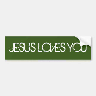 Autocollant De Voiture Jesus Loves You Grunge Font Green