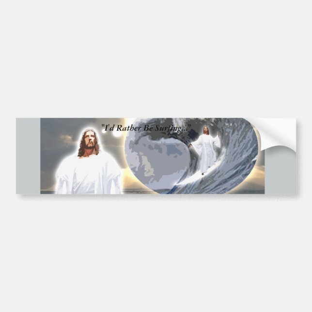 Autocollant De Voiture Jésus surfant Bumpersticker (Devant)