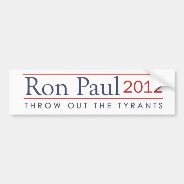 Autocollant De Voiture Jetez les tyrans Ron Paul 2012 (Devant)