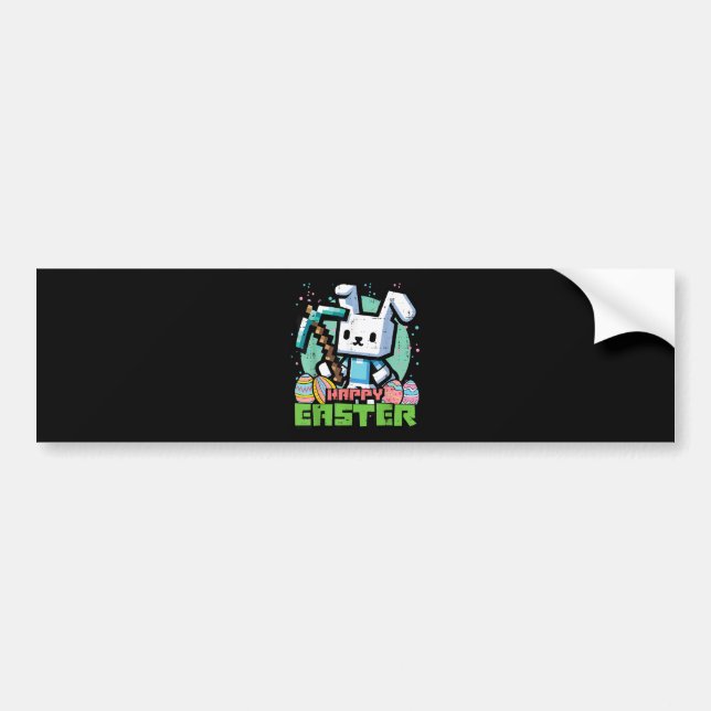 Autocollant De Voiture Jeu de pixels de lapin de Pâques joyeux  (Devant)