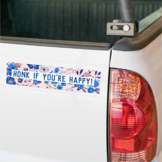 Autocollant De Voiture Jolie illustration florale bleu bleu azur rose