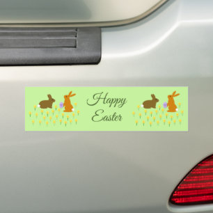 Autocollant De Voiture Jolies lapines de Pâques et jonquilles Custom Bump