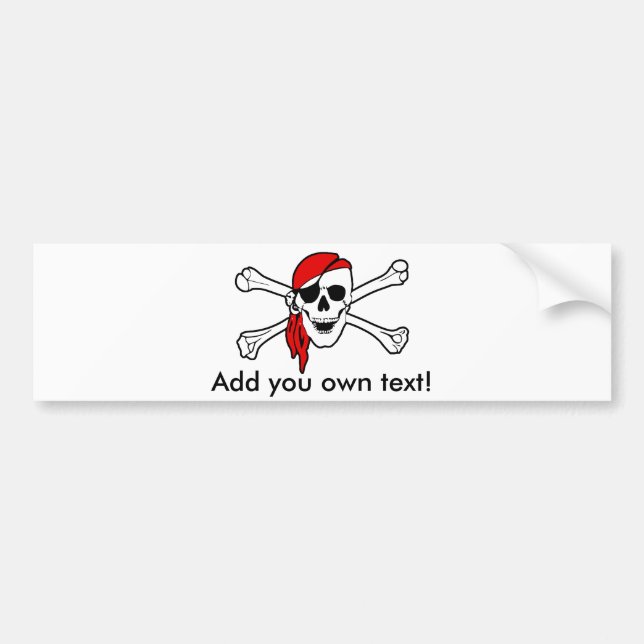 Autocollant De Voiture Jolly roger avec le bandana rouge (Devant)