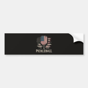 Autocollant De Voiture Joueur de Pickleball Drapeau américain Rétro Paddl