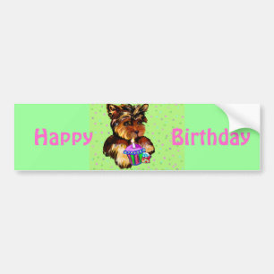 Autocollant De Voiture Joyeux anniversaire YORKIE POO