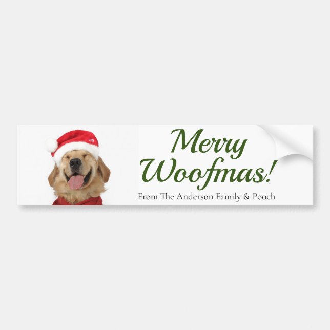 Autocollant De Voiture Joyeux Woofmas !Amoureux de les chiens (Devant)