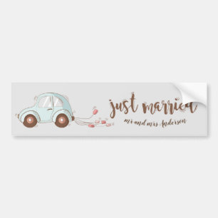 Autocollant De Voiture Juste marié mignon monogramme Sticker pare-chocs