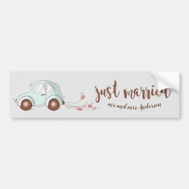 Autocollant De Voiture Juste marié mignon monogramme Sticker pare-chocs (Devant)