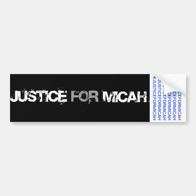AUTOCOLLANT DE VOITURE JUSTICE POUR L'ADHÉSIF POUR PARE-CHOCS DE MICAH (Devant)