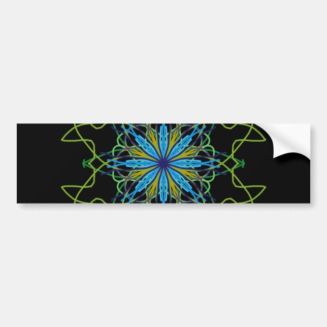 Autocollant De Voiture Kaleidoscope Mandala Art Black Blue Star (Devant)