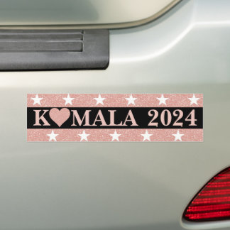 Autocollant De Voiture KAMALA 2024 Coeur de Parties scintillant rose sur 