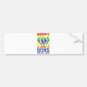 Autocollant De Voiture Kamala gagne avec Joy Retro Boho Harris Walz LGBT