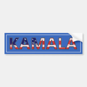 Autocollant De Voiture Kamala Sur Bleu Avec Stick Drapeau
