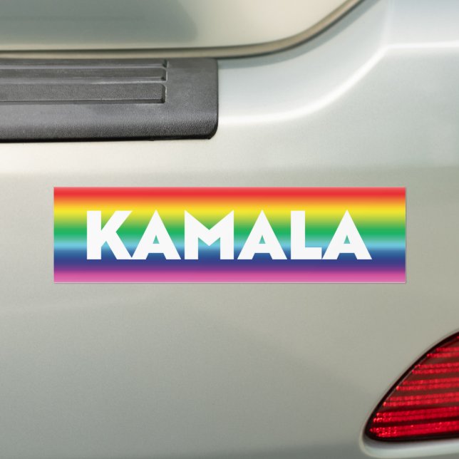 Autocollant De Voiture Kamala typographie arc-en-ciel dégradé lgbt pride (En voiture)
