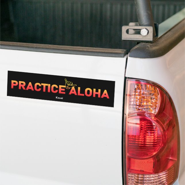 Autocollant De Voiture Kauai Practice Aloha Lava Shaka (Hang lâche) (Sur camion)