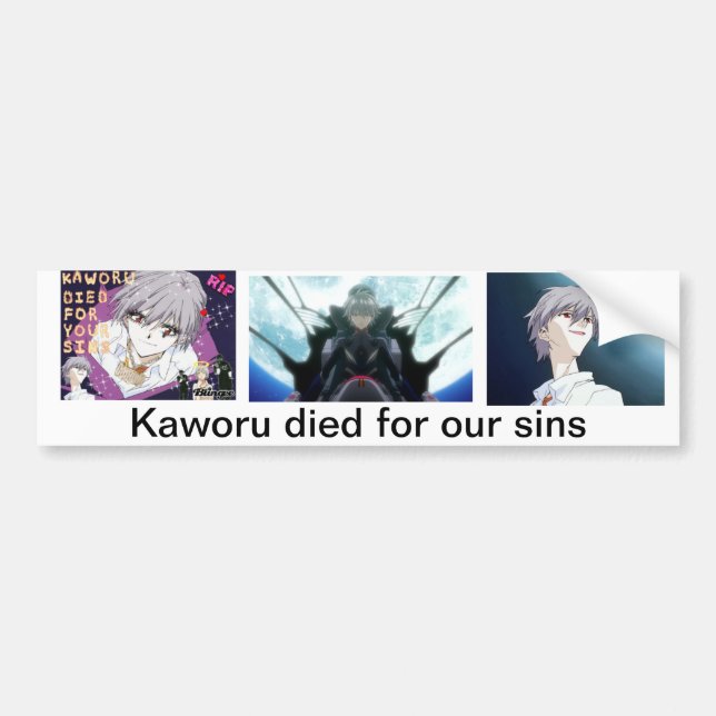 Autocollant De Voiture Kaworu est mort pour nos péchés (Devant)