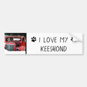 Autocollant De Voiture Keeshond Noël Vieux Camion Peinture Chien Art