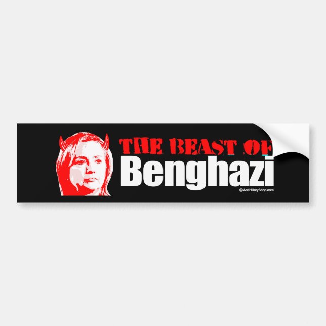 Autocollant De Voiture La bête de Benghazi - Anti-Hillary - blanc - .pn (Devant)