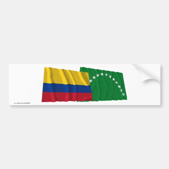 Autocollant De Voiture La Colombie et les drapeaux de ondulation de (Devant)