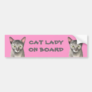 Autocollant De Voiture La Dame Du Chat À Bord