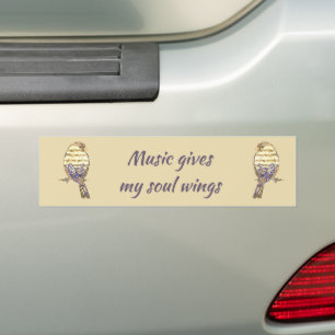 Autocollant De Voiture La musique donne des ailes à mon âme Moineau Oisea