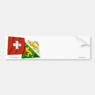 Autocollant De Voiture La Suisse et les drapeaux de ondulation de Thurgau