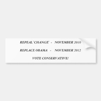 AUTOCOLLANT DE VOITURE L'ABROGATION "CHANGEMENT" EN NOVEMBRE 2010
