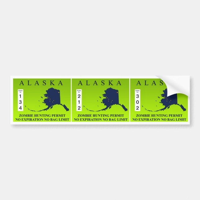 Autocollant De Voiture Laiss de chasse de zombi de l'Alaska (Devant)