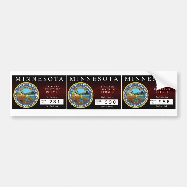 Autocollant De Voiture Laiss de chasse de zombi du Minnesota (Devant)