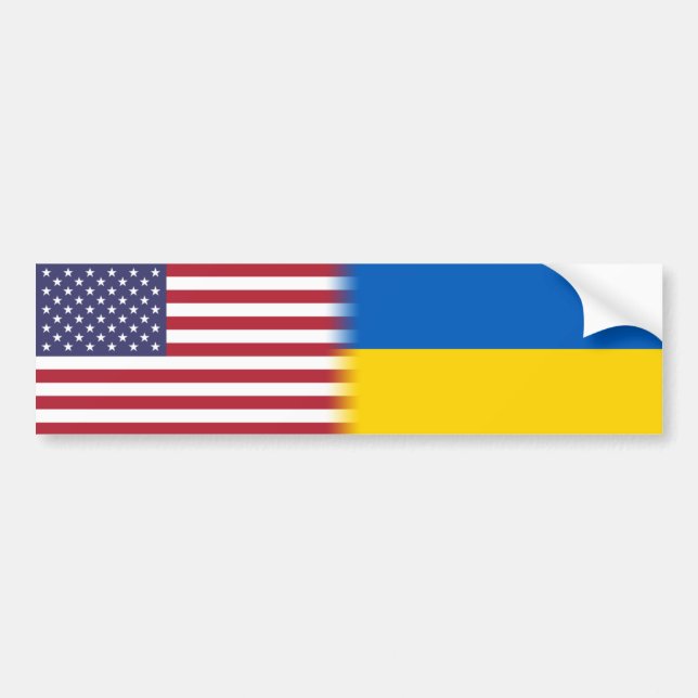 Autocollant De Voiture L'Amérique l'Ukraine allie le drapeau américain l' (Devant)