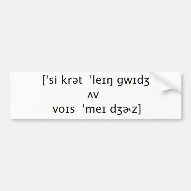 Autocollant De Voiture Langue secrète (Devant)