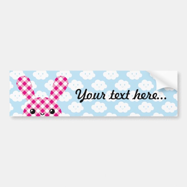 Autocollant De Voiture Lapin checkered de Kawaii (Devant)