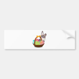 Autocollant De Voiture Lapin Et Oeufs De Pâques Colorés