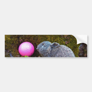 Autocollant De Voiture Lapin gris avec balle de golf rose