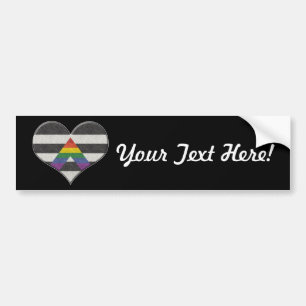 Autocollant De Voiture Large LGBT Ally Pride Flag Colored Heart with Ace