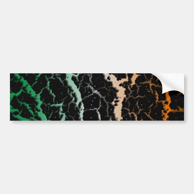 Autocollant De Voiture Lave de l'espace fissuré - Vert/Blanc/Orange (Devant)