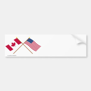 Autocollant De Voiture Le Canada et les drapeaux croisés par Etats-Unis