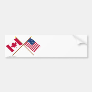Autocollant De Voiture Le Canada et les drapeaux croisés par Etats-Unis