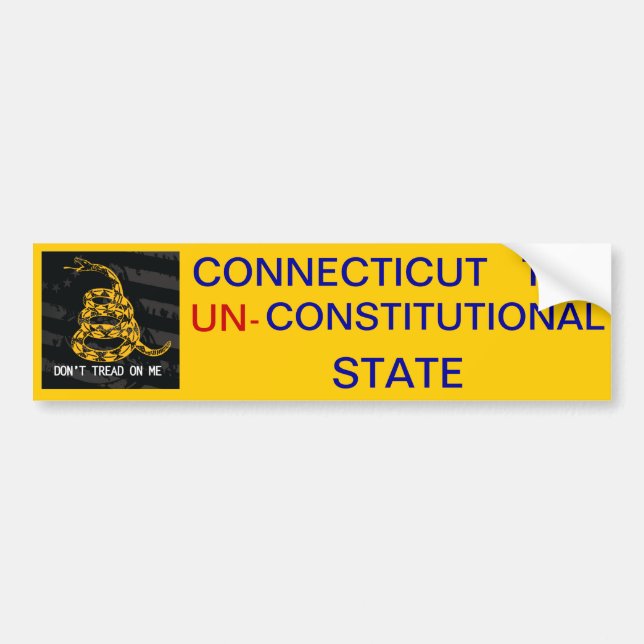 Autocollant De Voiture Le Connecticut l'état inconstitutionnel (Devant)