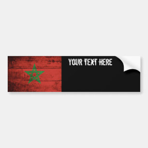 Autocollant De Voiture Le drapeau marocain sur le vieux grain de bois