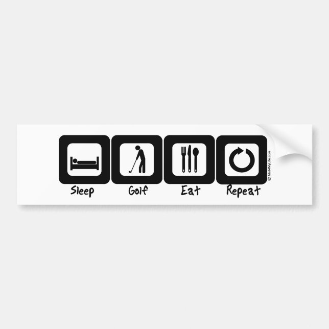 Autocollant De Voiture Le golf de sommeil mangent la répétition (Devant)