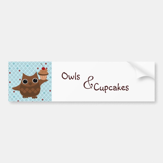 Autocollant De Voiture Le hibou et le cupcake (Devant)