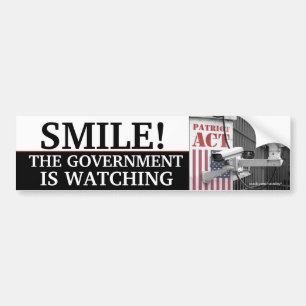 AUTOCOLLANT DE VOITURE LE "SOURIRE, LE GOUVERNEMENT OBSERVE "