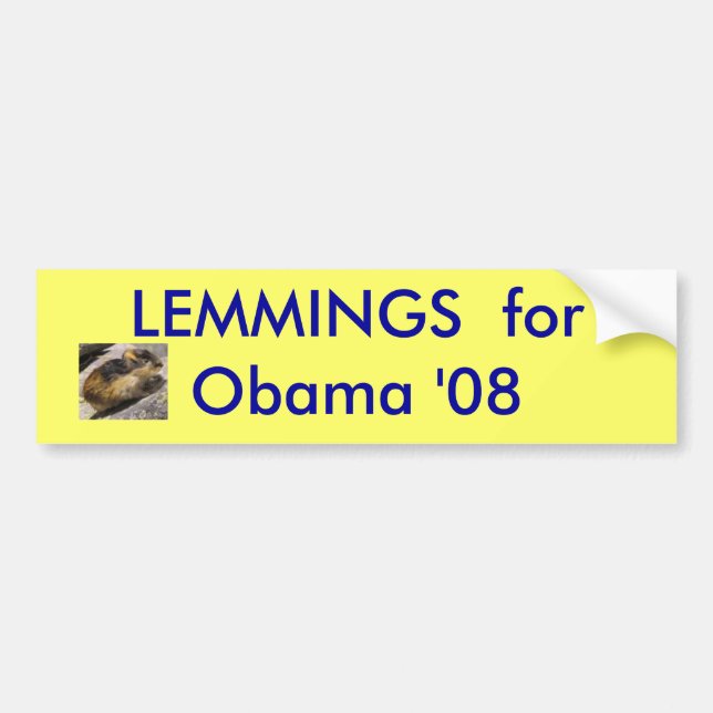 Autocollant De Voiture lemming, LEMMINGS pour Obama '08 - customisé (Devant)