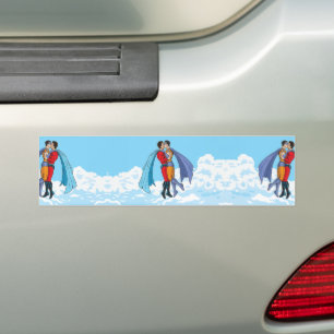 Autocollant De Voiture Les deux super-héros de Slipperyjoe s'embrassent f