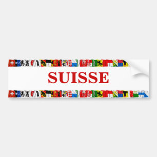 Autocollant De Voiture Les drapeaux des cantons de la Suisse, français