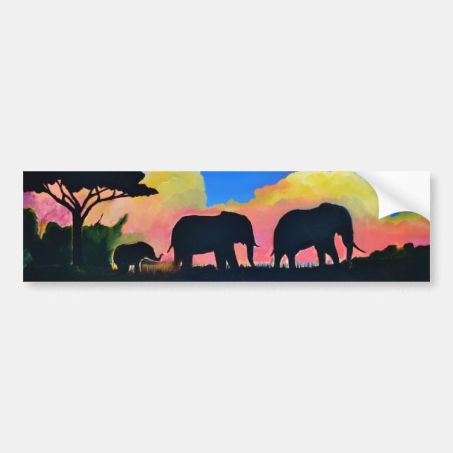 Autocollant De Voiture Les Éléphants À Dusk (Devant)