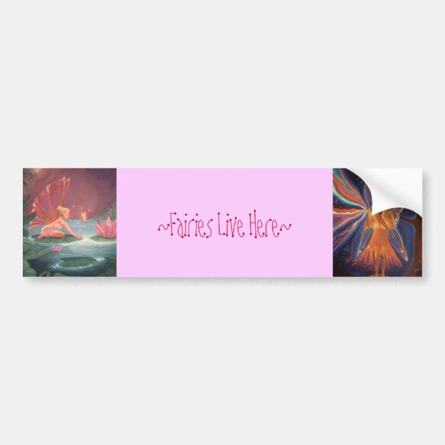 Autocollant De Voiture Les fées vivent ici - adhésif pour pare-chocs (Devant)