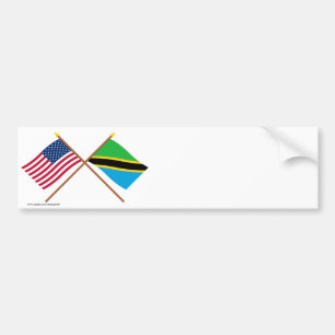 Autocollant De Voiture Les USA et drapeaux croisés par Tanzanie