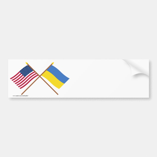 Autocollant De Voiture Les USA et drapeaux croisés parUkraine (Devant)